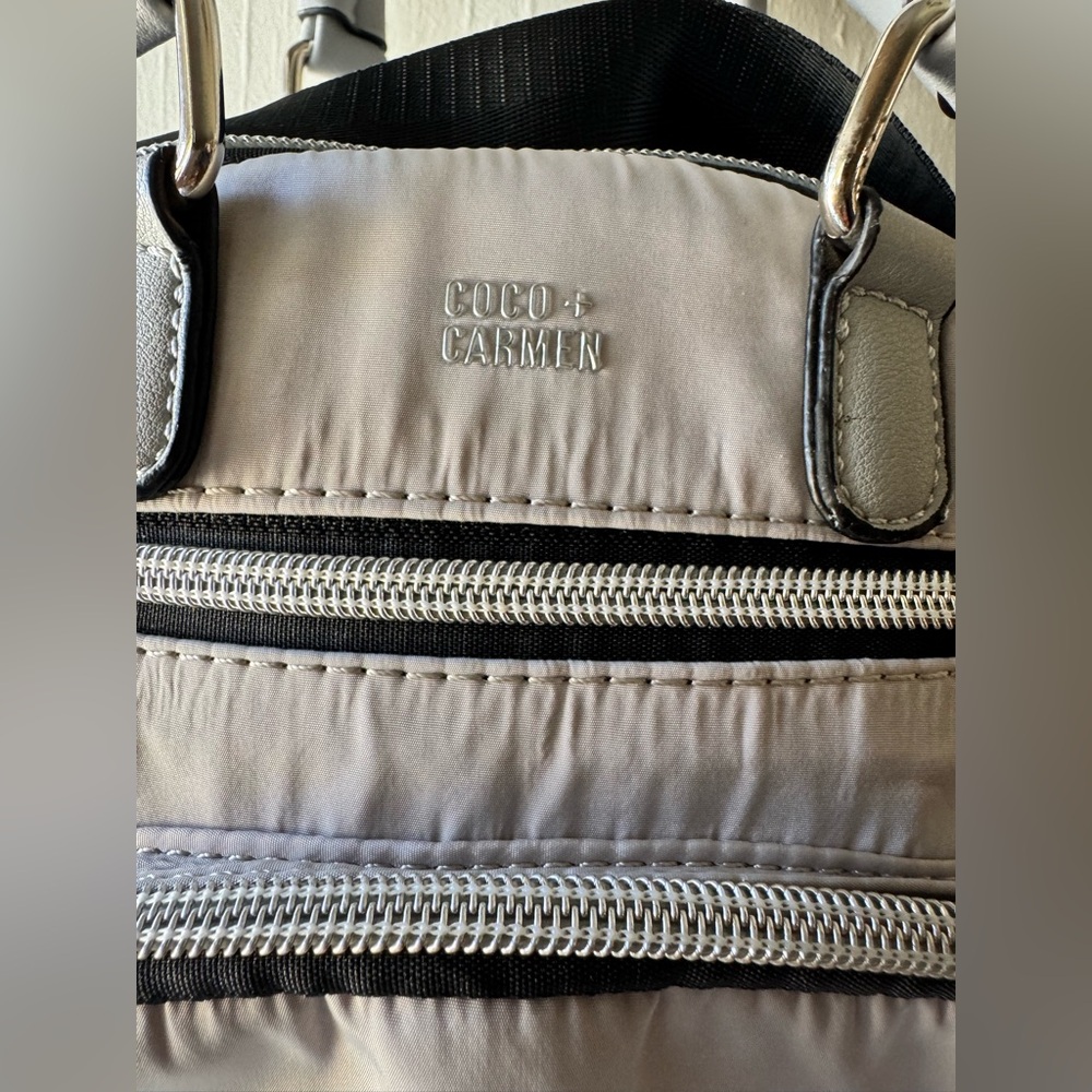 Coco + Carmen Light Gray Mini Backpack with Front Zip Pockets - Picture 4 of 9